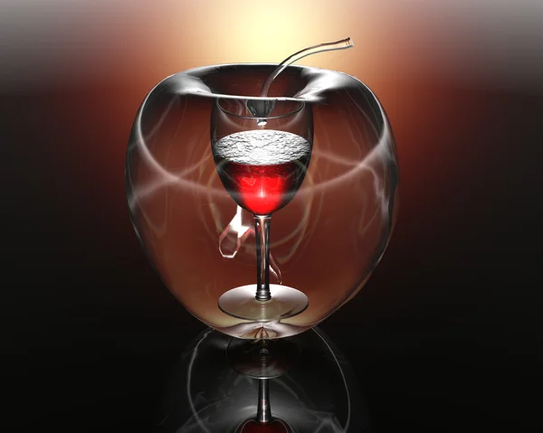 3D maçã transparente — Fotografia de Stock