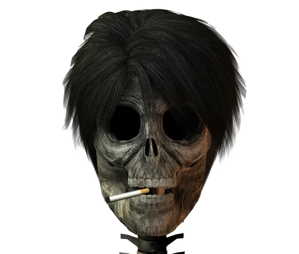 Crâne 3D avec cigarette — Photo
