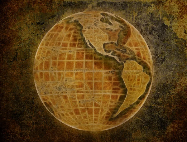 Old paper with globe — Stock Photo, Image