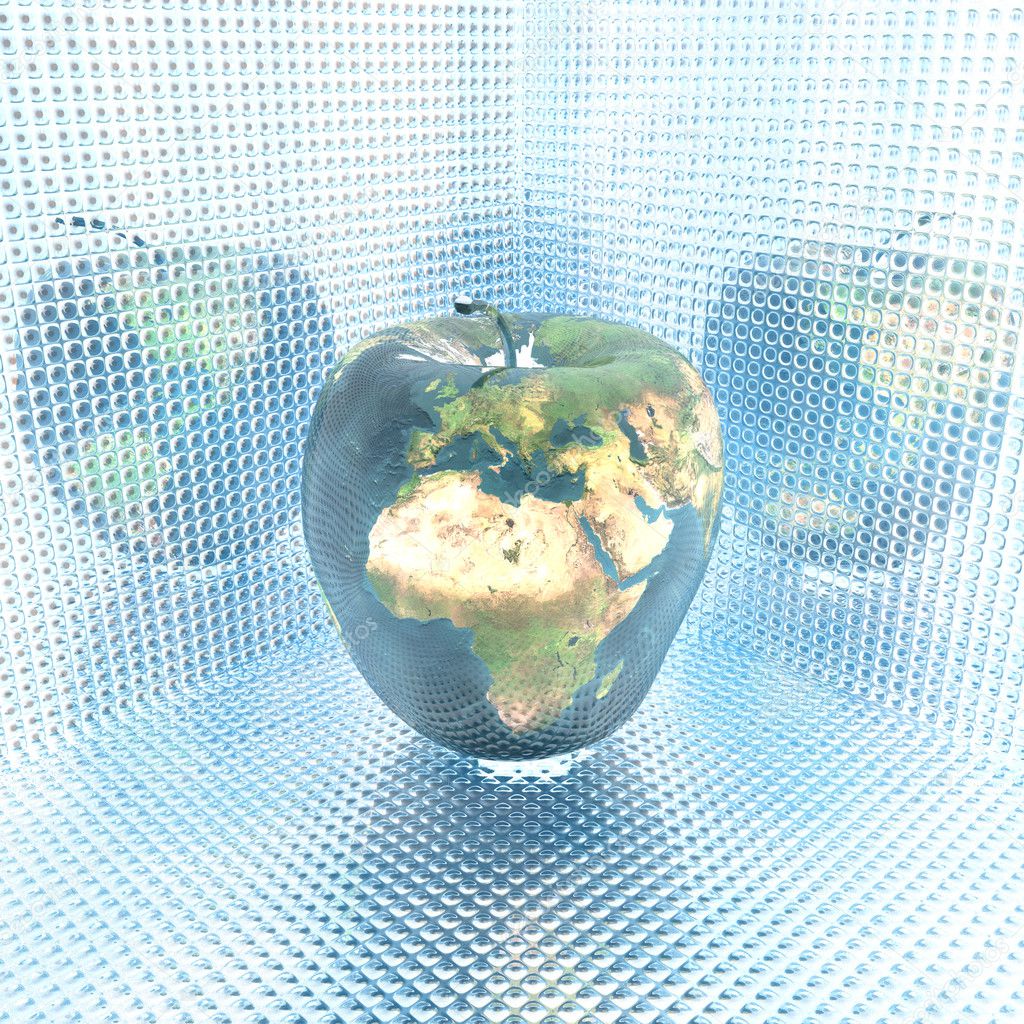 Apple with earth texture