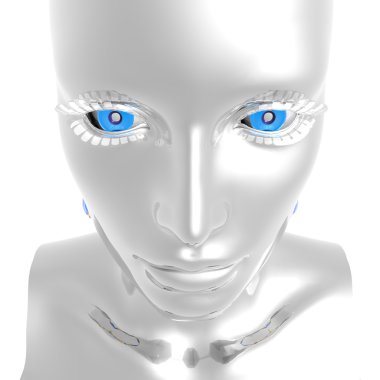 Cyber girl portrait isolated on a white clipart