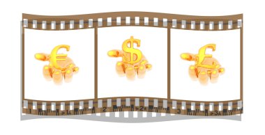 Film with hands with a golden currency sign clipart