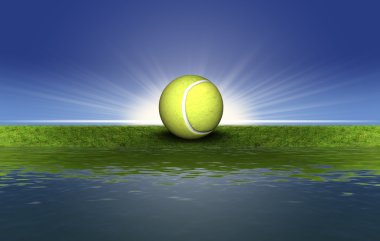 Tennis ball on the green grass clipart