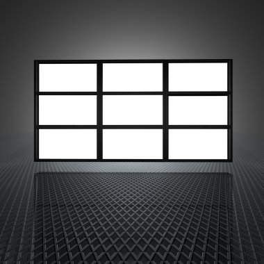 Video wall with 9 blank screens clipart