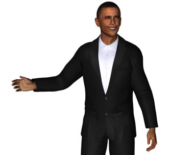 barack obama 3d model beyaz izole