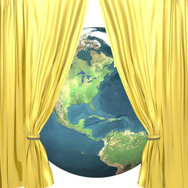 Earth with bright colorful drapery on a white clipart