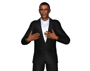 barack obama 3d model beyaz izole