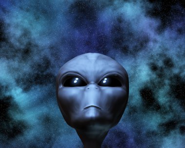 Alien portrait with stars clipart