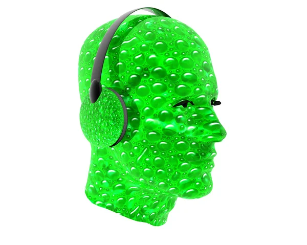 3D hombres cara texturizada con auriculares — Foto de Stock