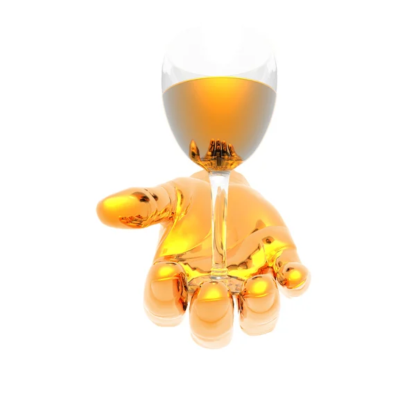 Weinglas auf der Hand isoliert auf einem weißen — Stockfoto