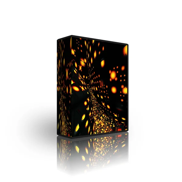 3D abstrakte goldene Lichter Box Vorlage — Stockfoto