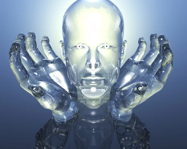 Homens de vidro 3D cabeça — Fotografia de Stock