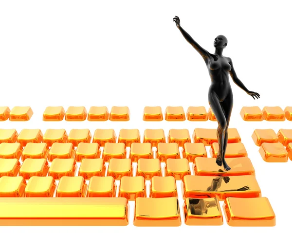 Nackte Frauen auf der Tastatur — Stockfoto