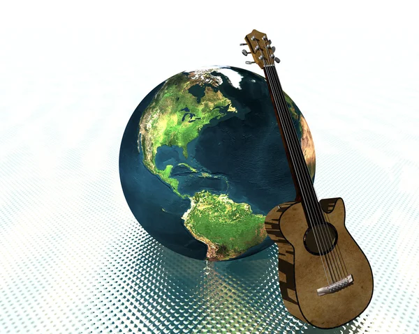 stock image Earth and guitar