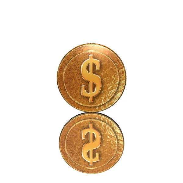 Golden coin with reflectoin on mirror — Stock Photo, Image
