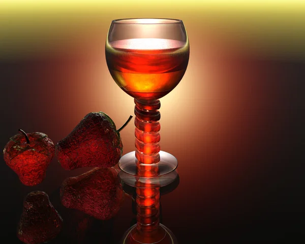 3 d でワインのグラス — ストック写真