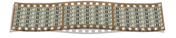 Film s námi dolarových bankovek — Stock fotografie