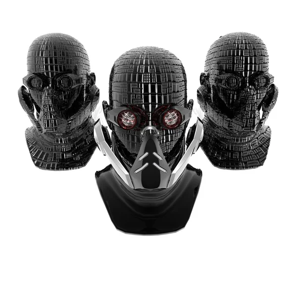 Kyborg hlavy, roboti — Stock fotografie