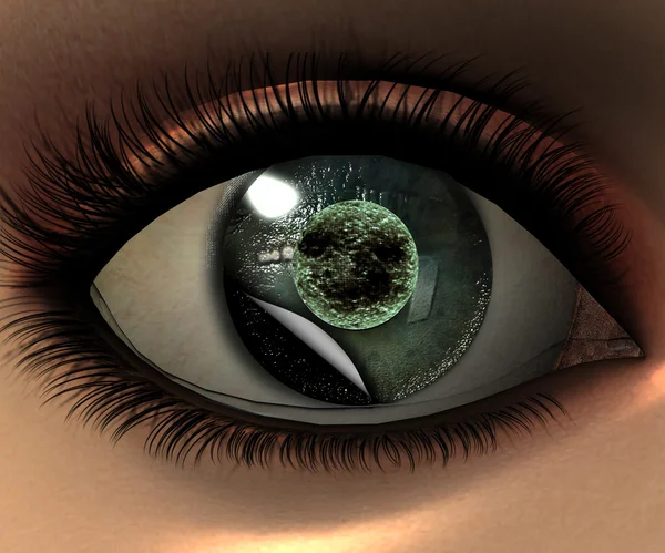 Глаз девочки в 3D — стоковое фото