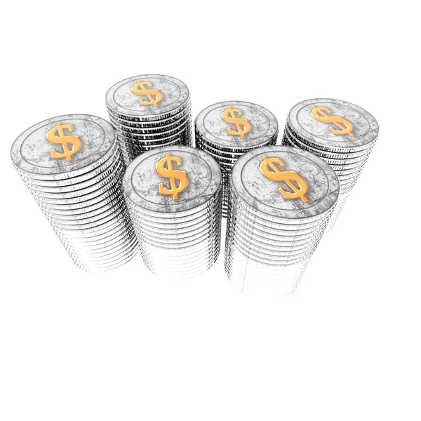 Nós moedas de dólar moedas isoladas em um branco — Fotografia de Stock