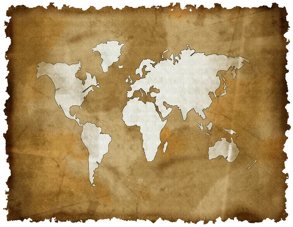 Mappa del vecchio mondo su carta retrò grunge — Foto Stock