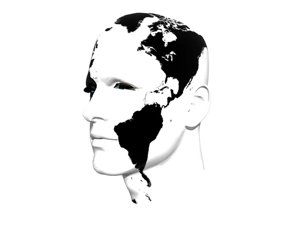 3D-mannen gezicht met aarde textuur — Stockfoto