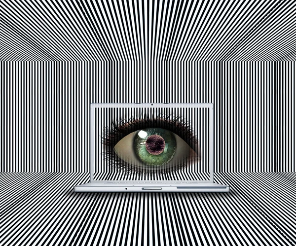 3D eye at laptop screen — Stock Photo, Image