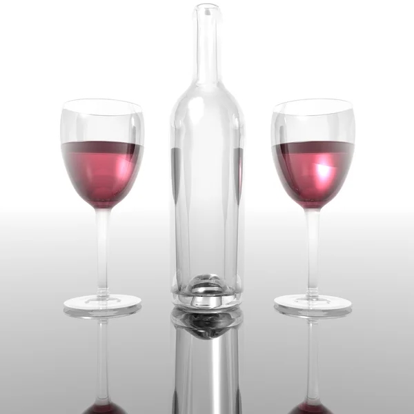 Wineglass and bottles — Stock Photo, Image