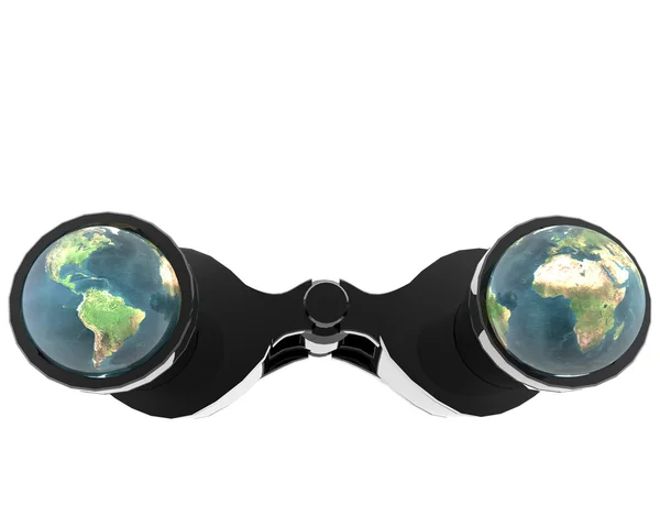 3D-verrekijker met aarde — Stockfoto
