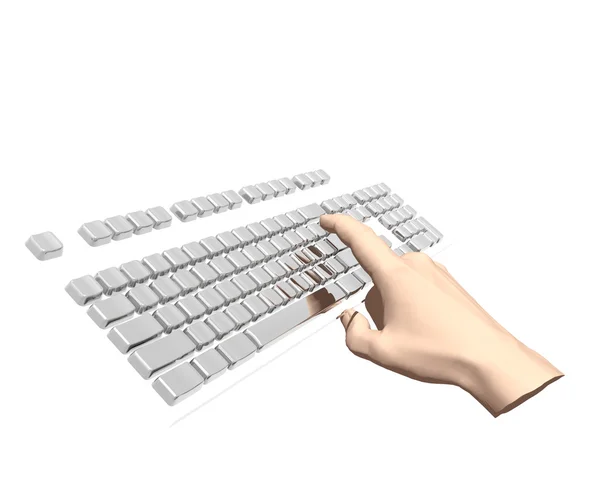 Палець натискає клавішу на клавіатурі — стокове фото