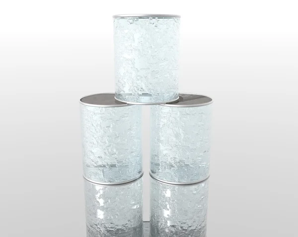 Lege 3d gebarsten glas kan — Stockfoto