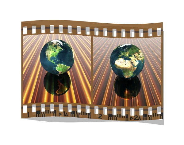 Film with 3D globe — Stock Photo, Image