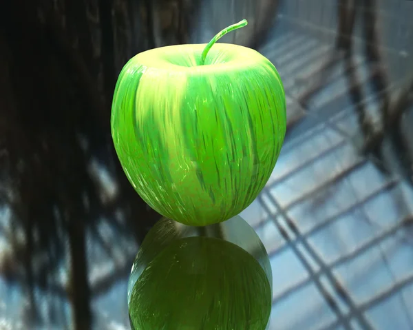 3D แอปเปิ้ลสีเขียวสดใส — ภาพถ่ายสต็อก