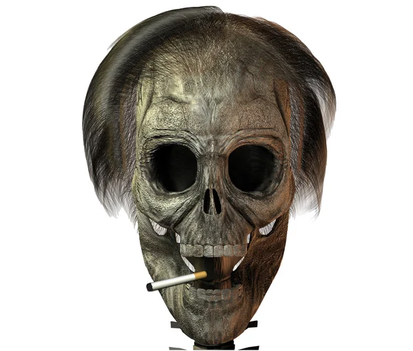 3D Totenkopf mit Zigarette — Stockfoto