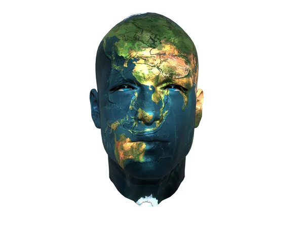 3D cara de los hombres con textura de tierra —  Fotos de Stock