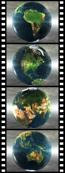 Film with 4 images of the earth — Stock Photo, Image