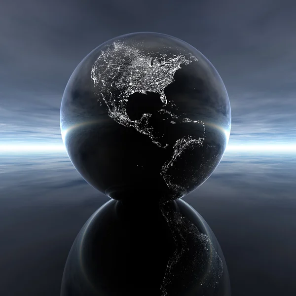 Модель Земли с отражением на фоне — стоковое фото