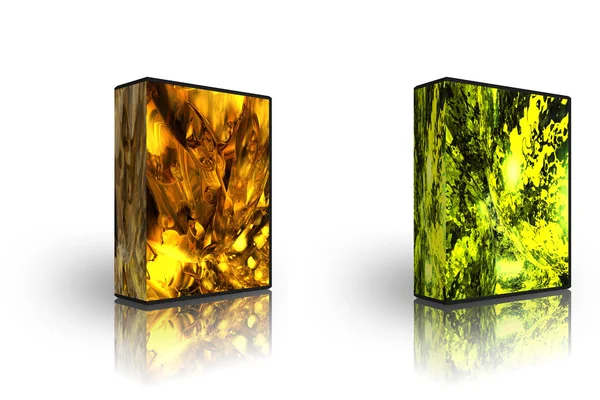 2 golden abstract box template — Stock Photo, Image