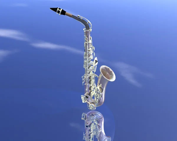 Sky 3d saxofon — Stockfoto