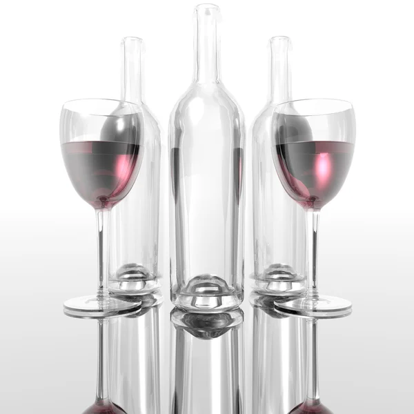 Винное стекло и бутылки — стоковое фото