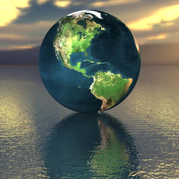 Globe on the water — Stock Photo, Image