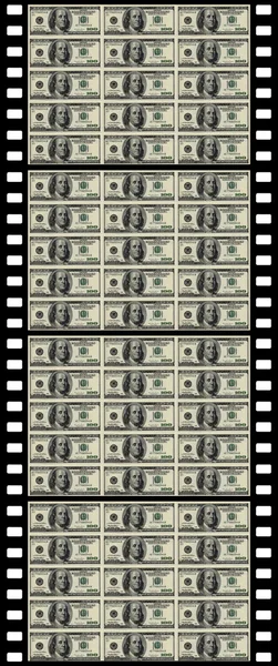 Film s námi dolarových bankovek — Stock fotografie