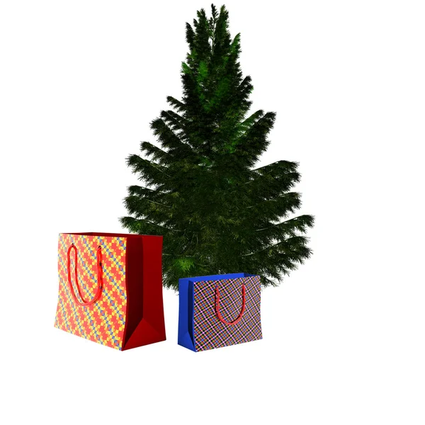 Albero di Natale nudo pronto a decorare con regali — Foto Stock