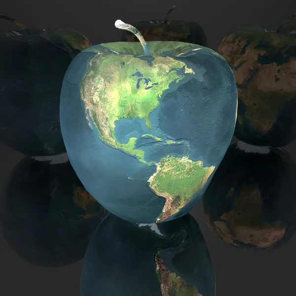 Světlé jablko s texturou země — Stock fotografie