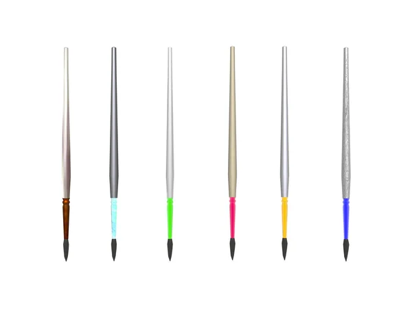 6 renkli Boya fırçaları — Stok fotoğraf