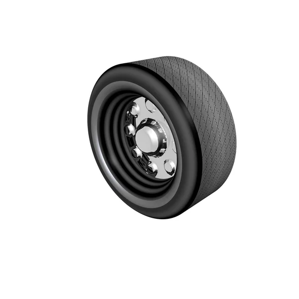 Roda de pneu isolada sobre um branco — Fotografia de Stock