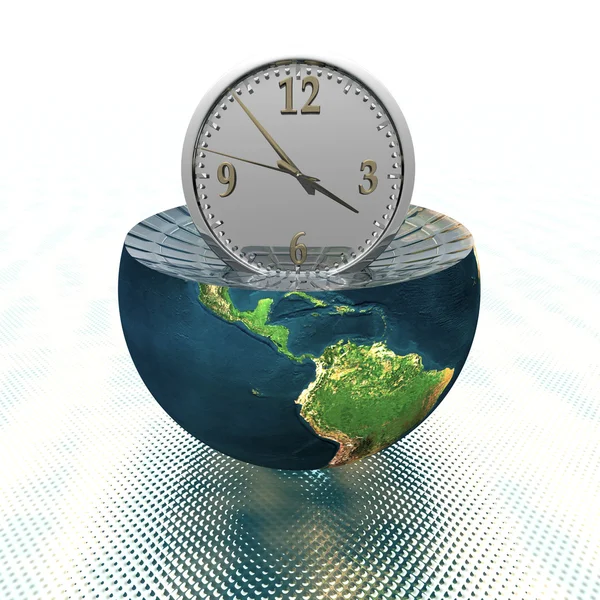 Wall clock on the earth hemisphere — Stock Photo, Image