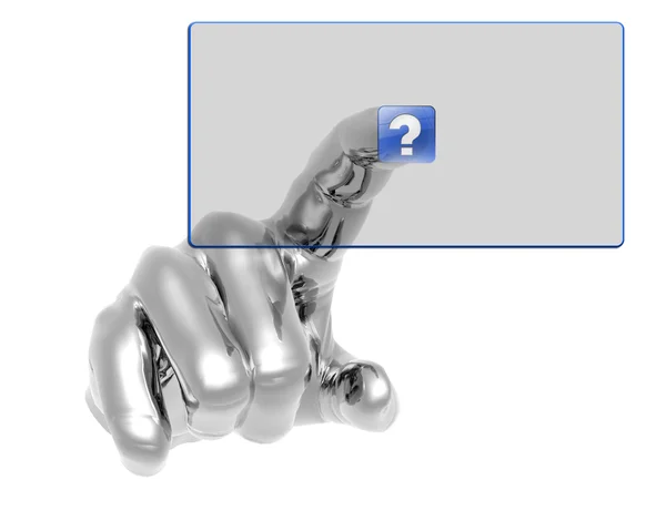 3D Hand drückt transparenten Knopf — Stockfoto