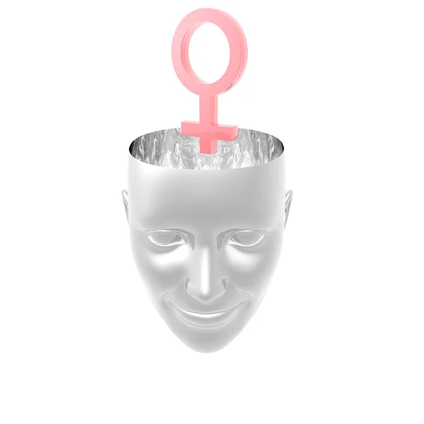 Red venus simbol in girl head — Stock Photo, Image