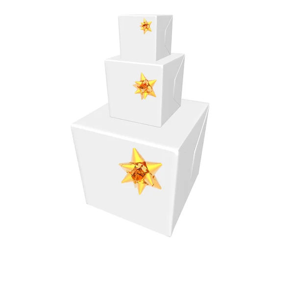 Noel hediyeleri ve hediye kutusu üzerinde beyaz izole — Stok fotoğraf